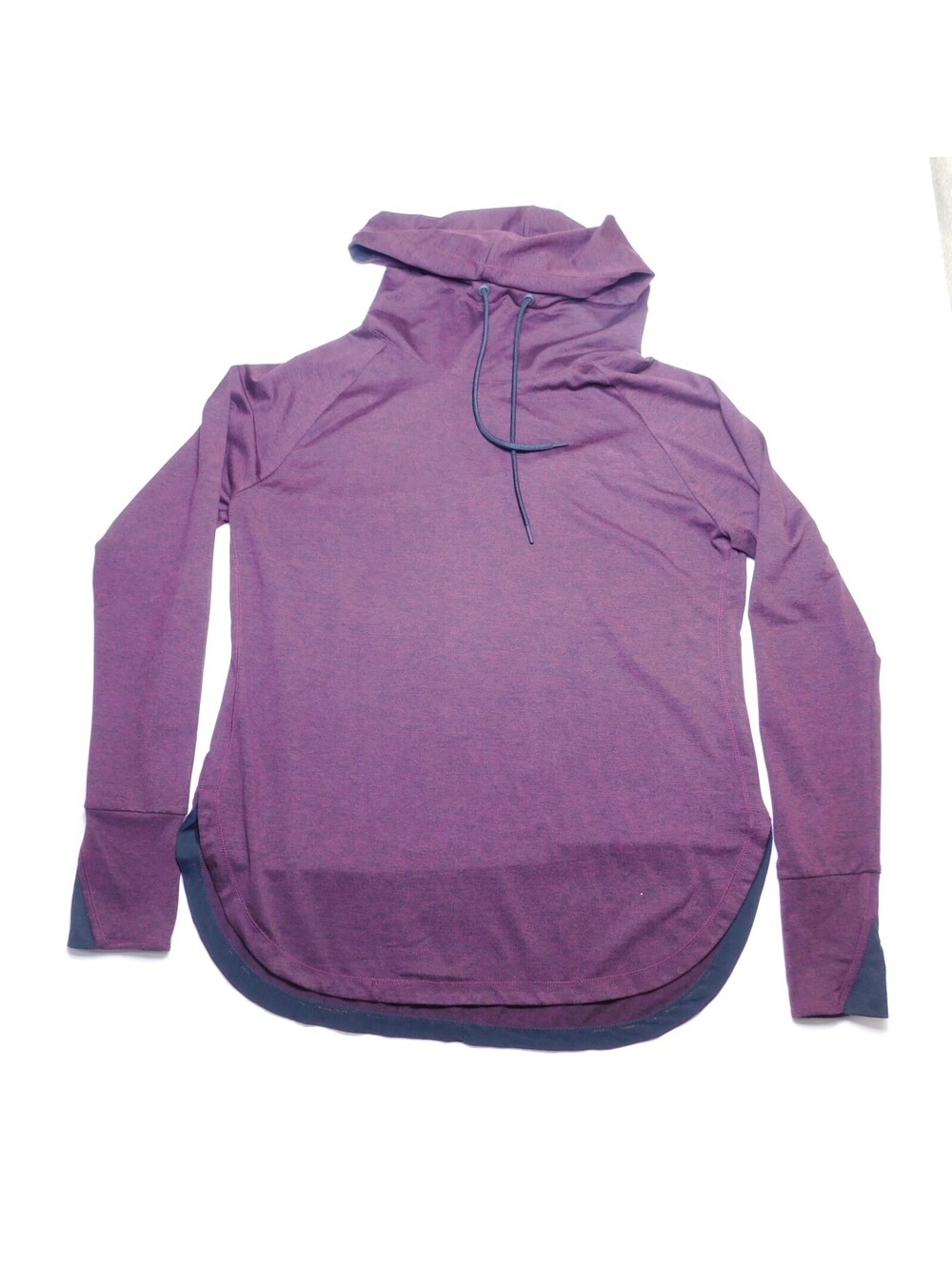 Serene Tangerine Heather Purple Hoodie Womens Medium Cowl Neck Pullover Thumbhol